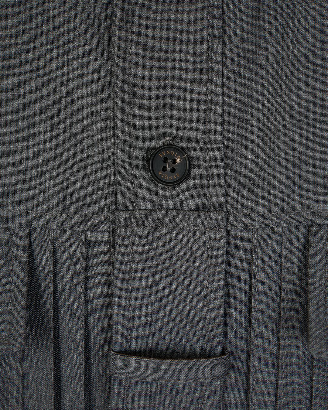 UTILITY PIN-TUCK HALF SLEEVE SHIRTS  -GREY