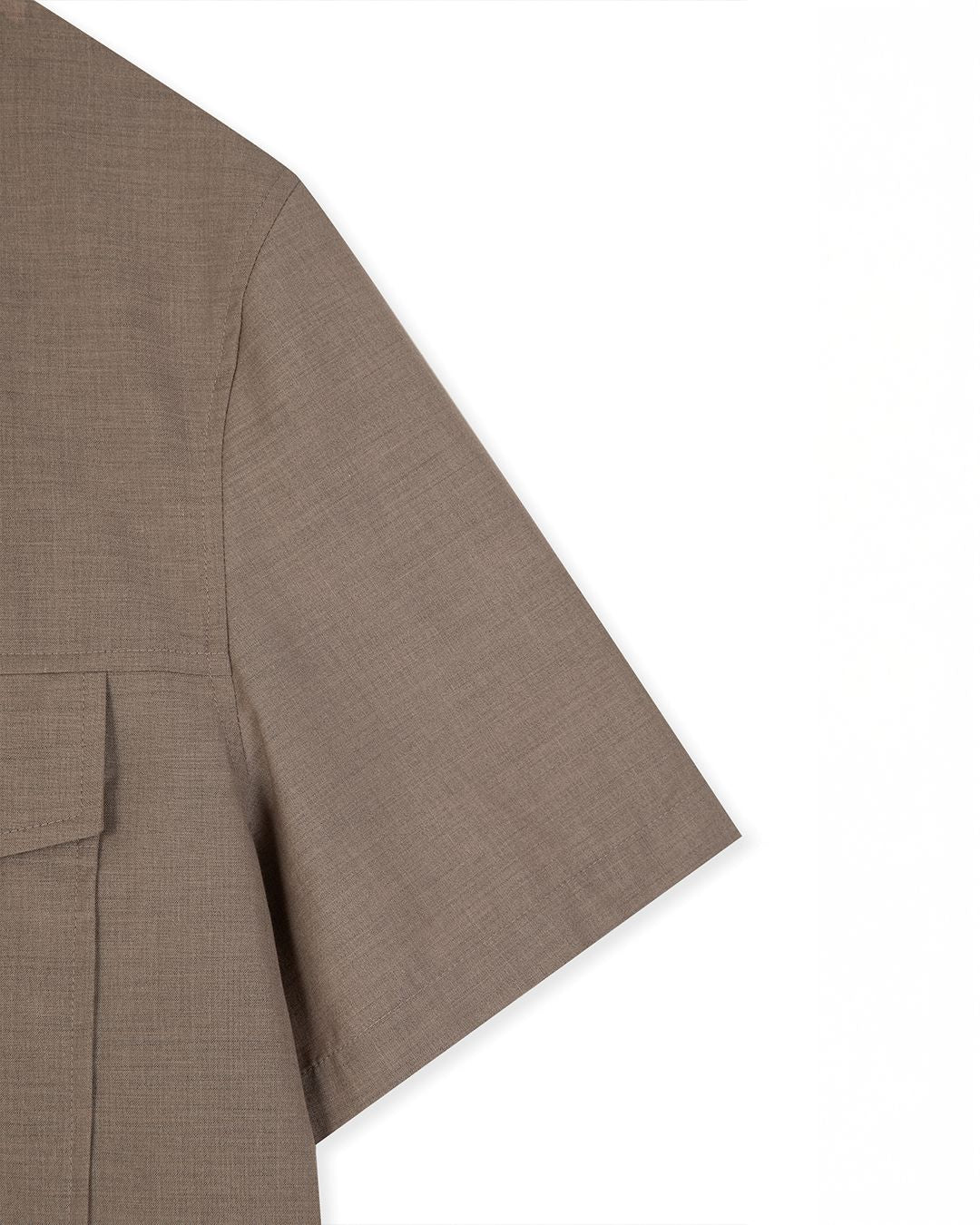 UTILITY PIN-TUCK HALF SLEEVE SHIRTS  BROWN