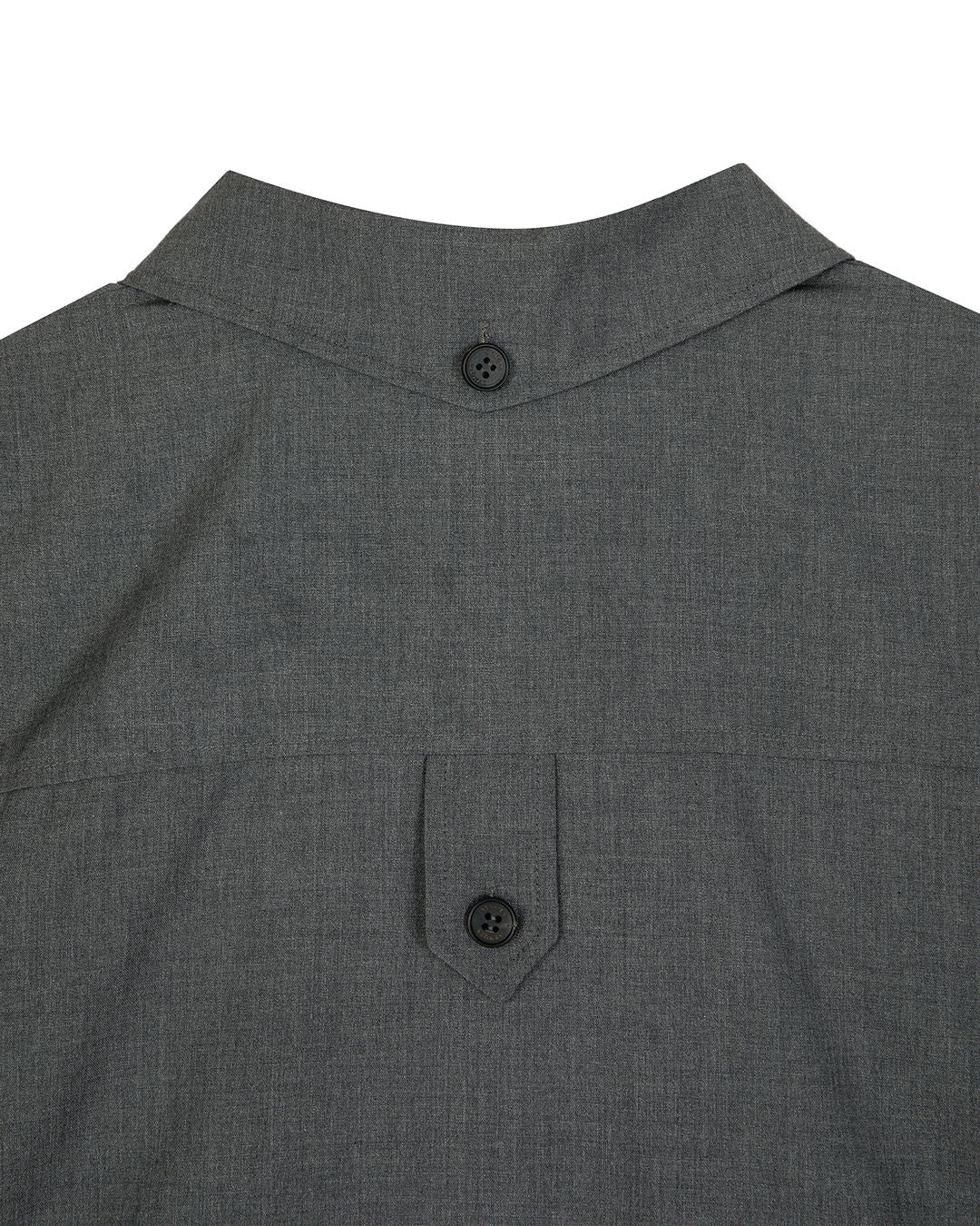 UTILITY PIN-TUCK HALF SLEEVE SHIRTS  -GREY