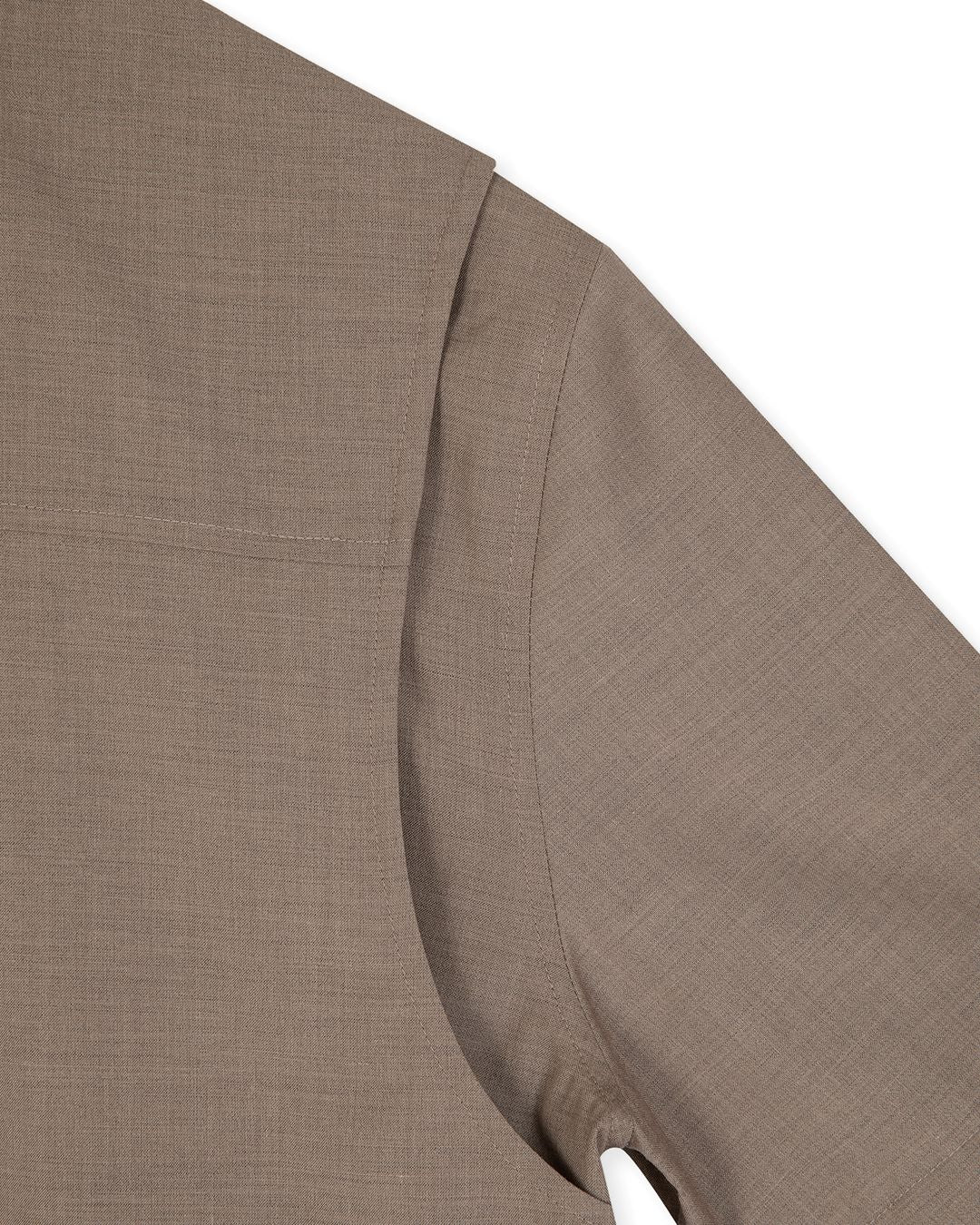 UTILITY PIN-TUCK HALF SLEEVE SHIRTS  BROWN