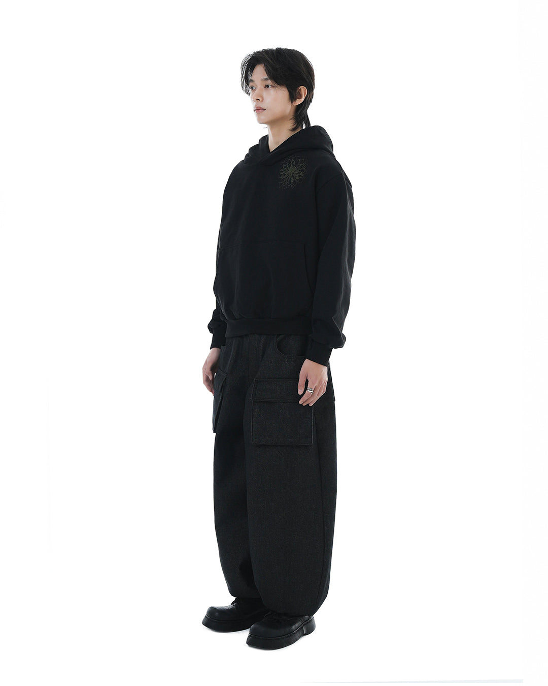 Balloon Pocket Non-fade Denim Pants_Black