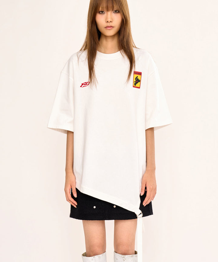 Asymmetric Belt T Shirt - White