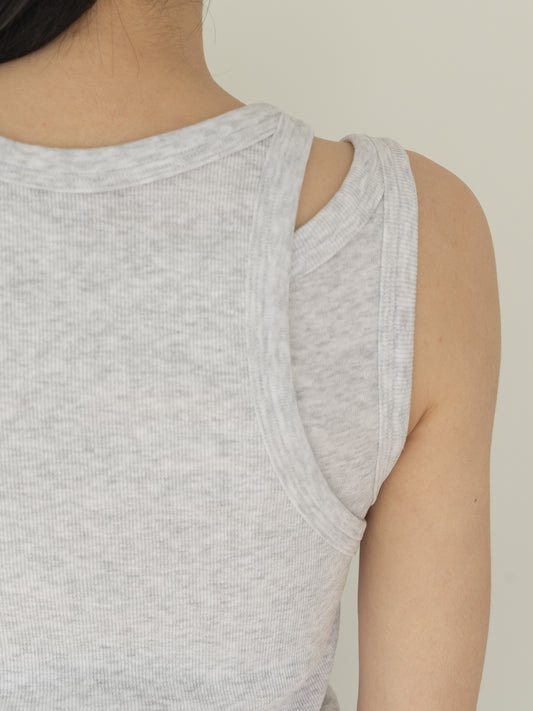 Mei Ribbed Sleeveles-GRAY