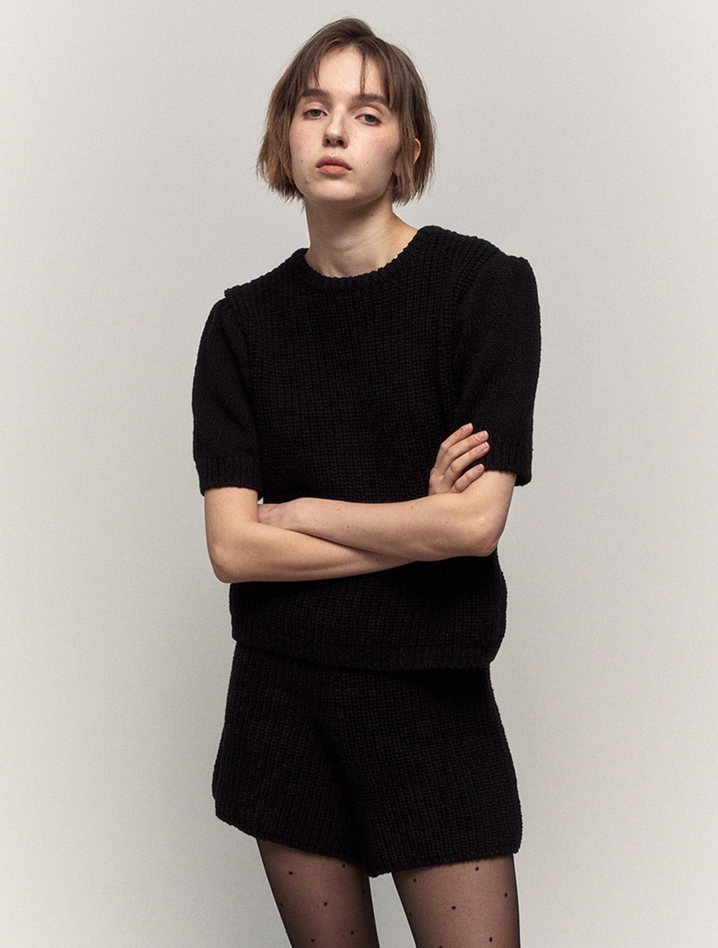 BUBBLES KNIT TOP -BLACK