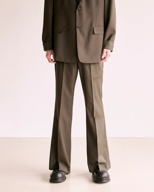 Choke Pocket Wool Flare Slacks_Khaki Brown