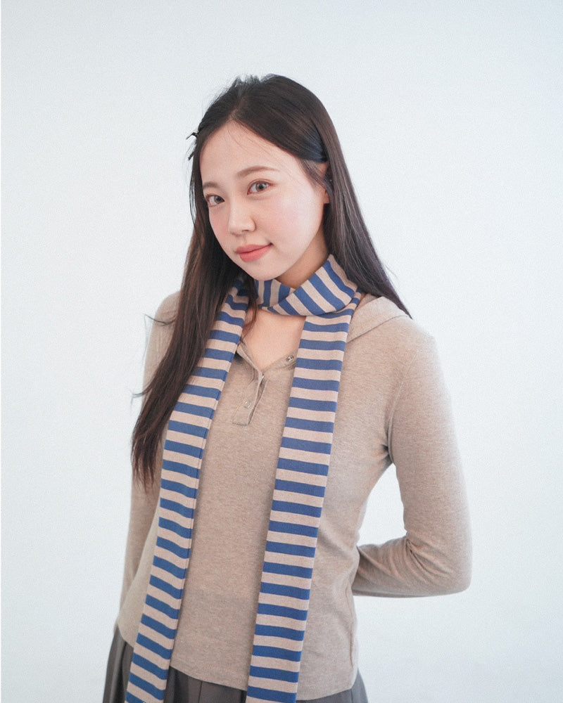 Blurry button hoodie -BEIGE