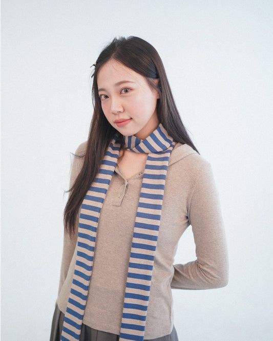 Blurry button hoodie -BEIGE