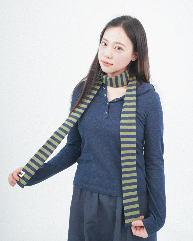 Blurry button hoodie -BLUE