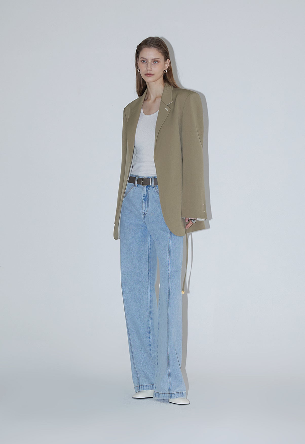 Ava Tailed Oversized Jacket-BEIGE