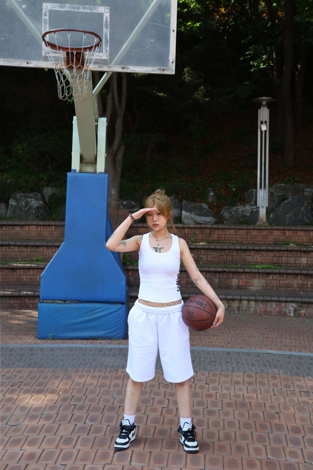 C - LOGO BERMUDA PANTS IN -WHITE