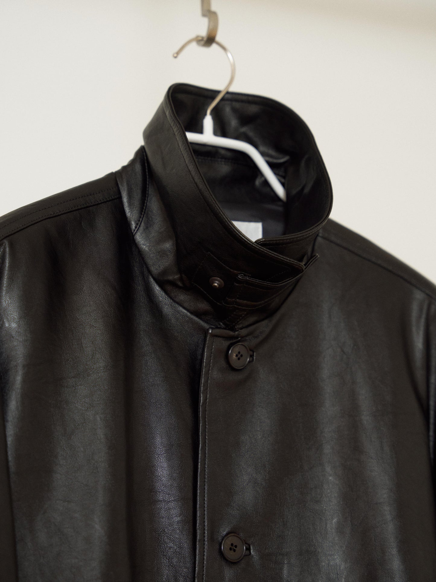 Standard Leather Half Coat – Black