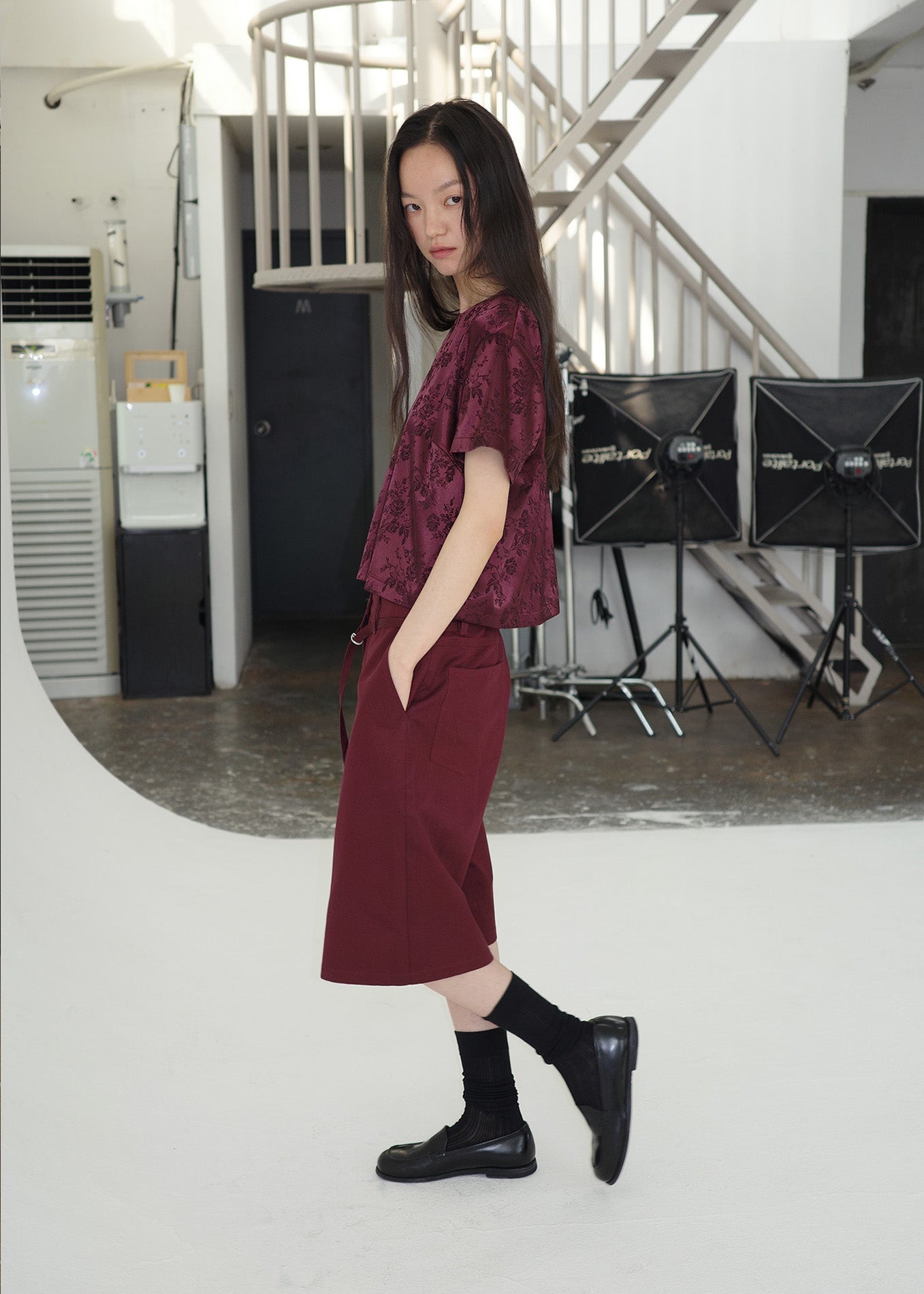 JACQUARD T -BURGUNDY