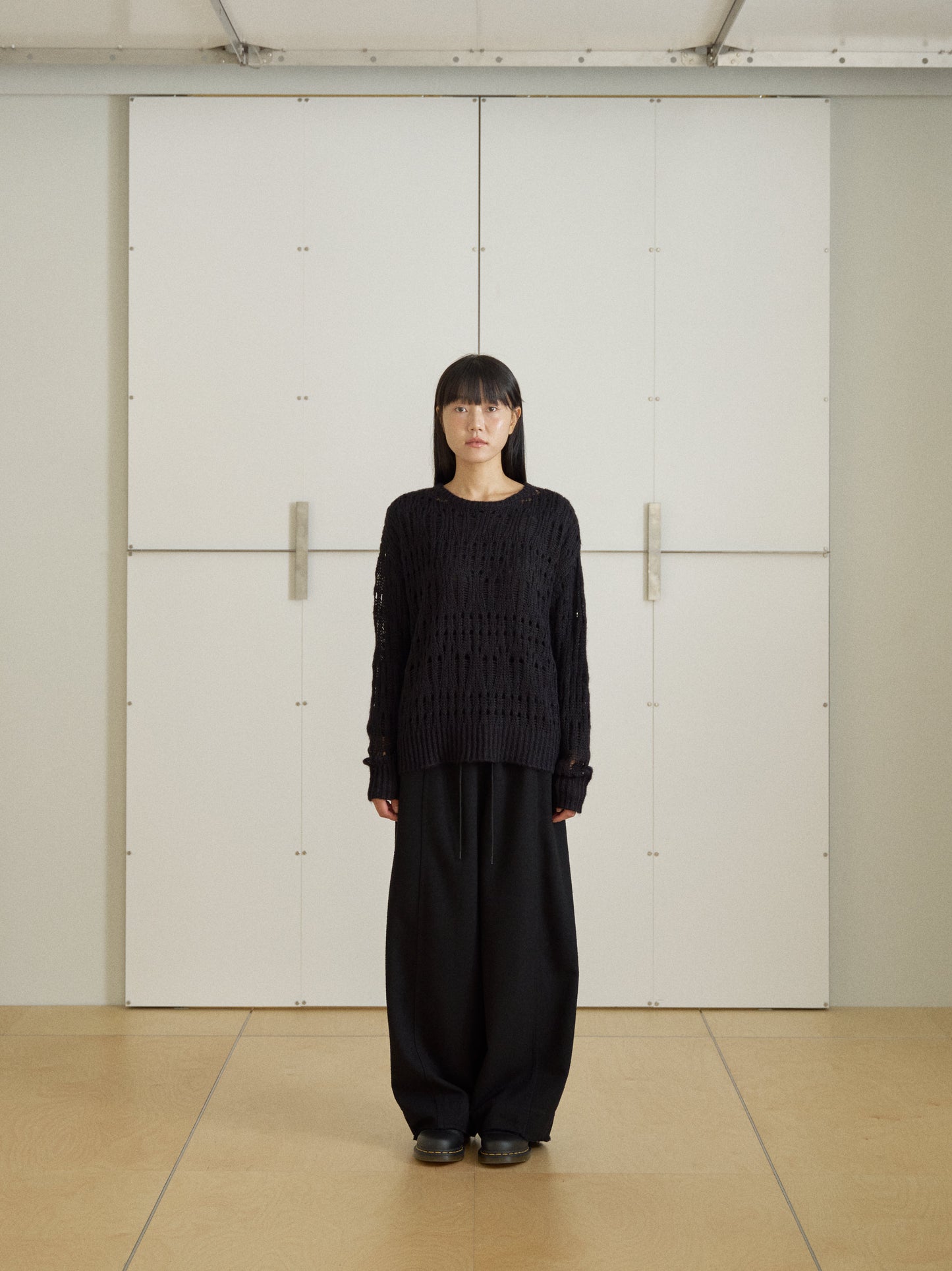 Mohair Punching Pullover-Black