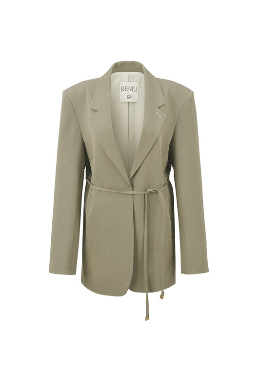 Ava Tailed Oversized Jacket-BEIGE