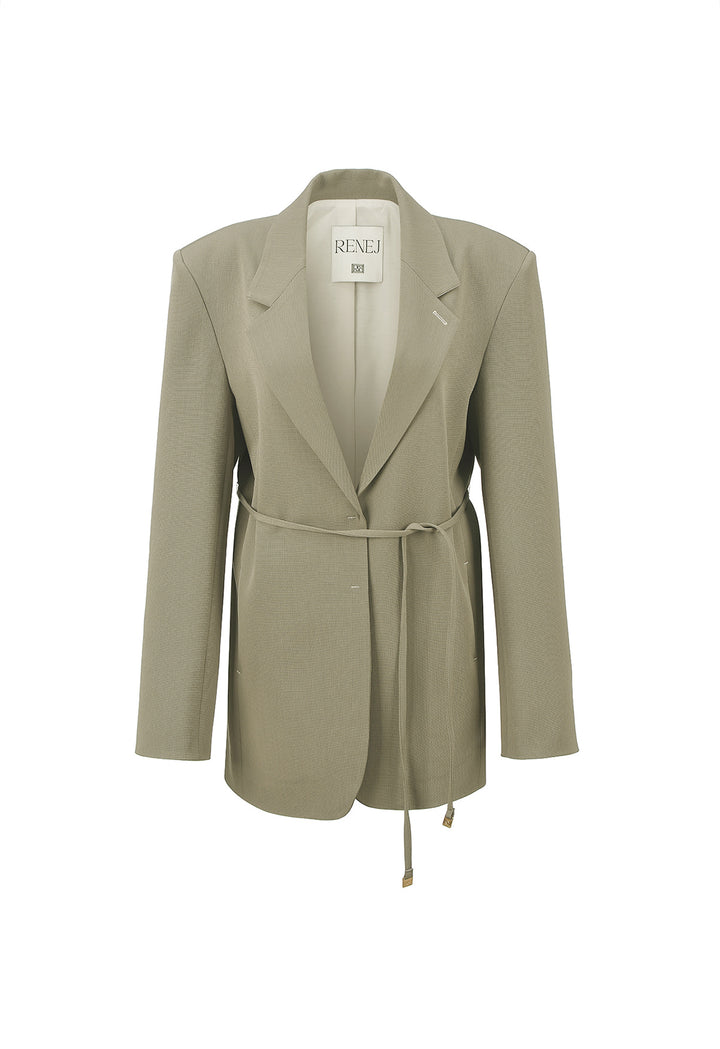 Ava Tailed Oversized Jacket-BEIGE