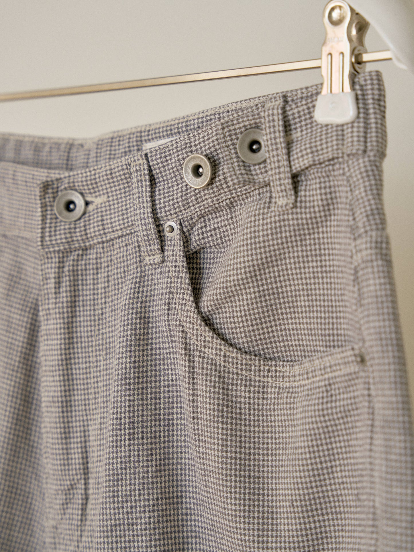 Linen Check Half Pants - Gray