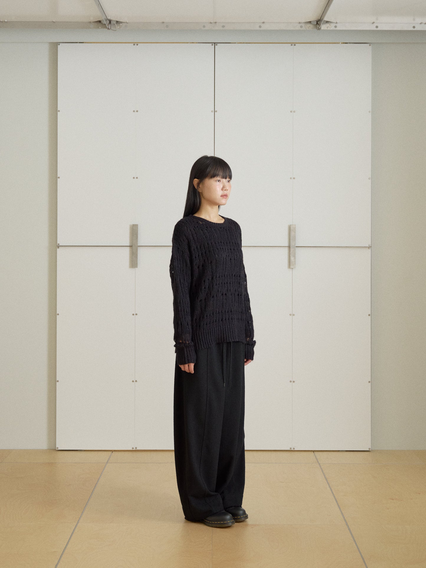 Mohair Punching Pullover-Black