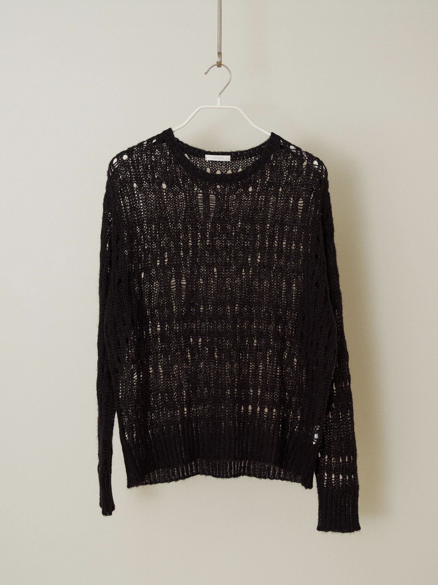 Mohair Punching Pullover-Black