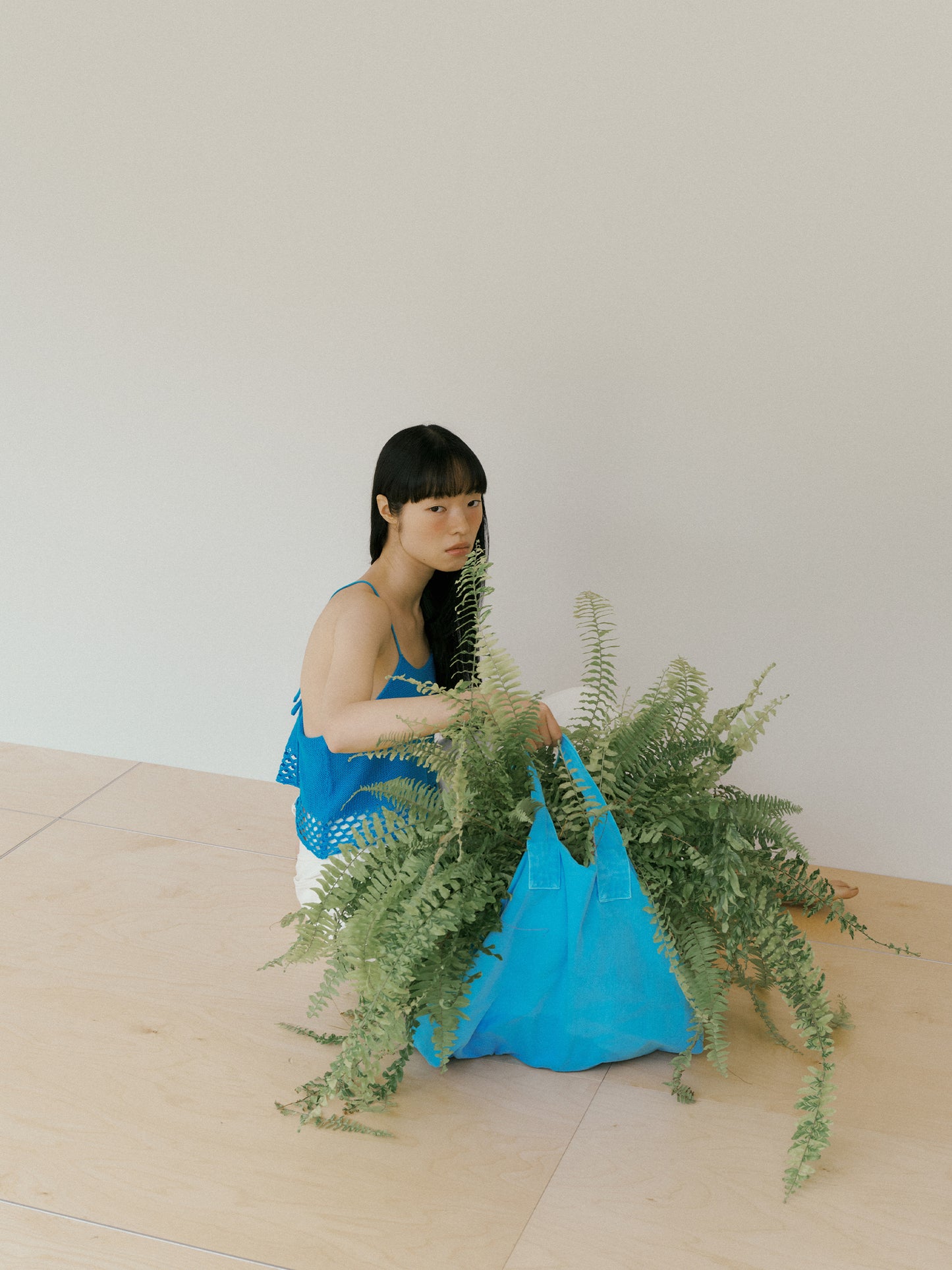 Pigment Lettering Shoulder Bag - Blue