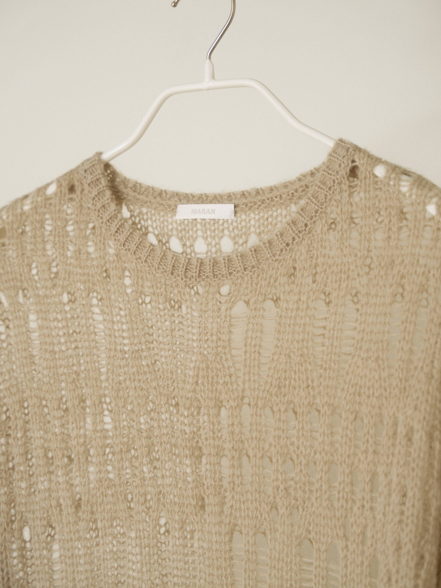 Mohair Punching Pullover-Ivory