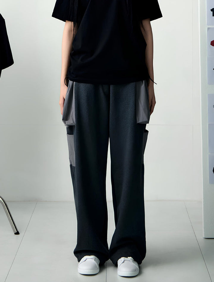 PATCH POCKET COTTON WOMAN SWEAT PANTS -GRAY