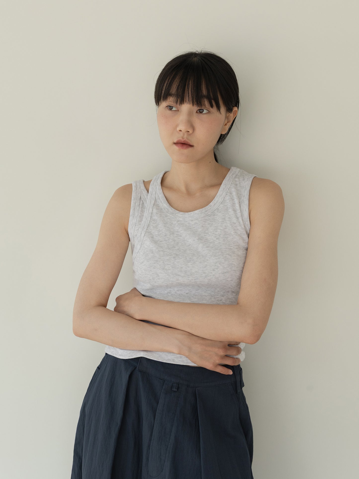 Mei Ribbed Sleeveles-GRAY