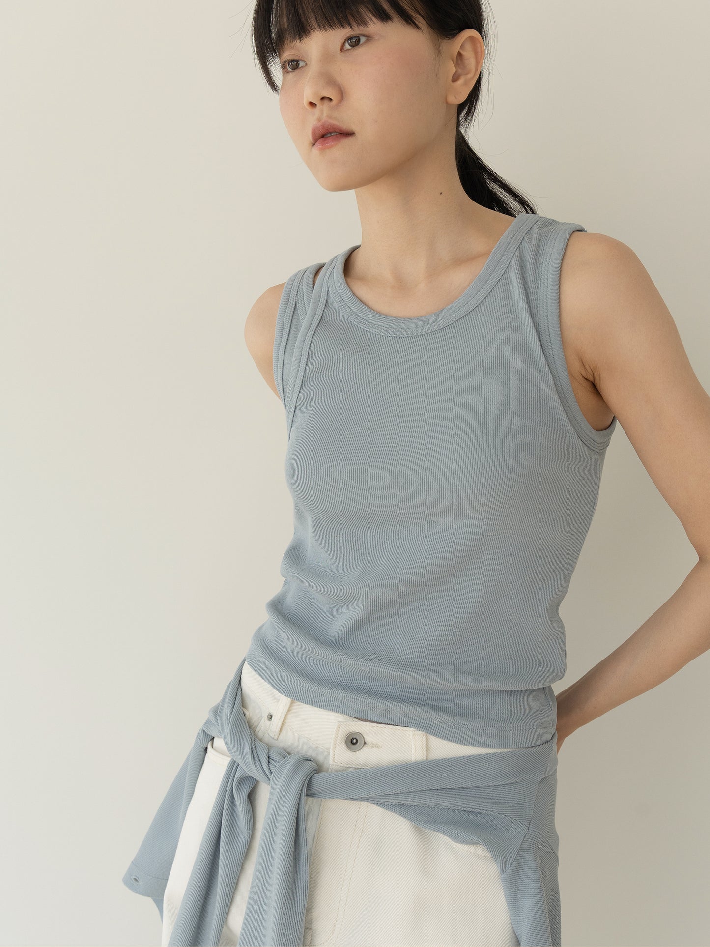 Mei Ribbed Sleeveles-BLUE