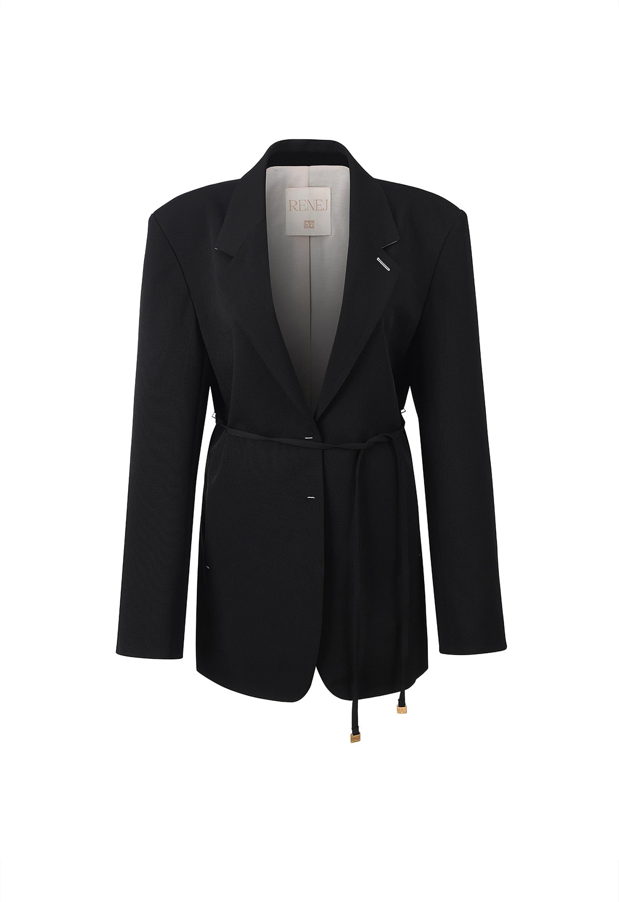 Ava Tailed Oversized Jacket-BLACK