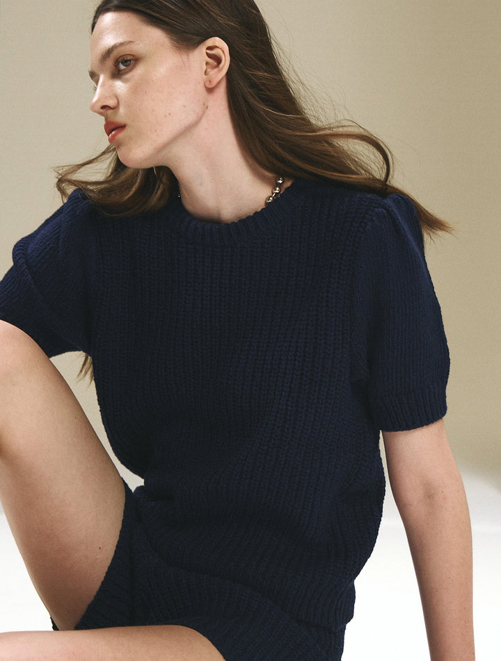BUBBLES KNIT TOP -NAVY