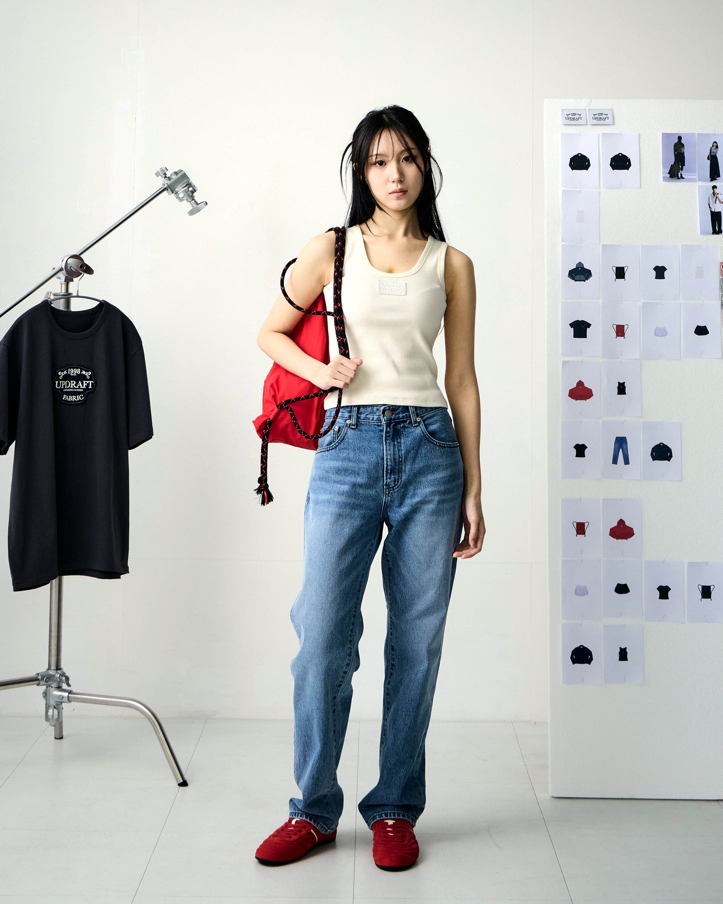 LOGO PATCH NYLON BAG -RED