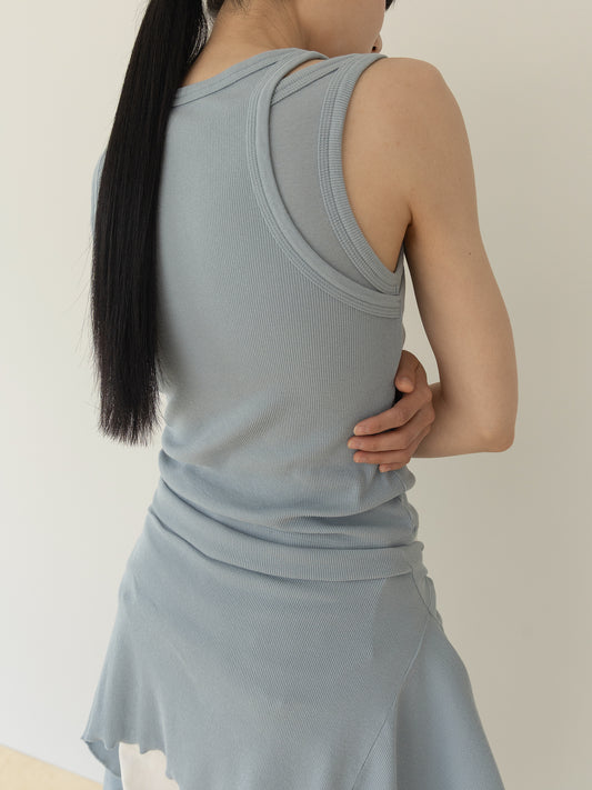 Mei Ribbed Sleeveles-BLUE