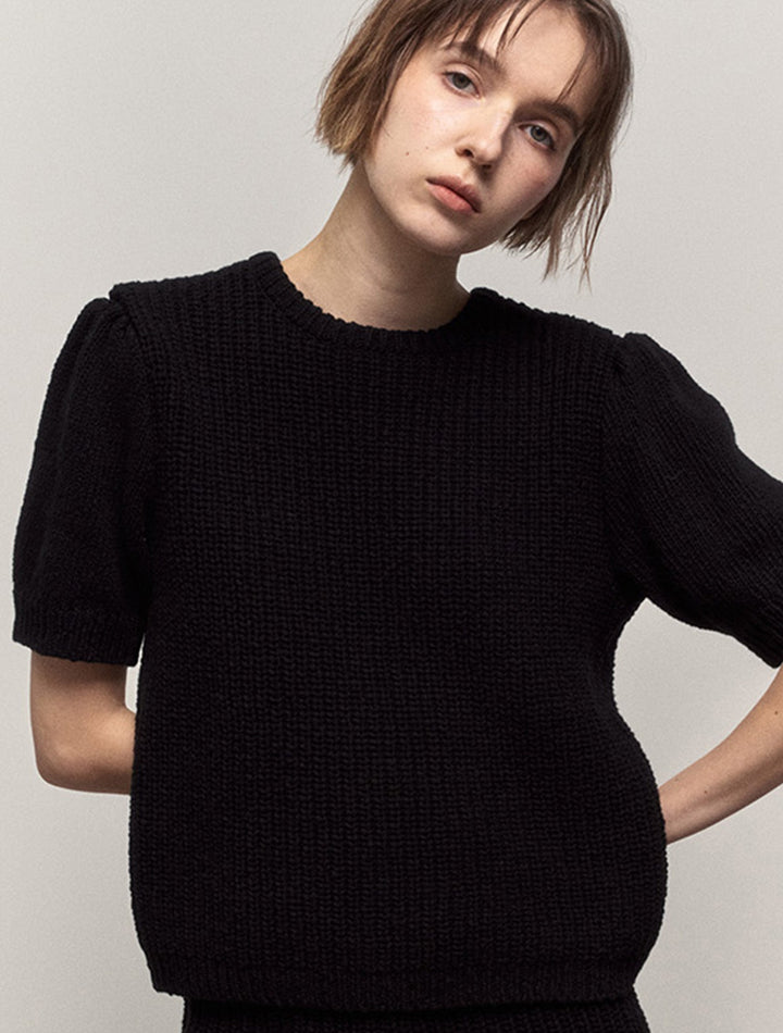 BUBBLES KNIT TOP -BLACK