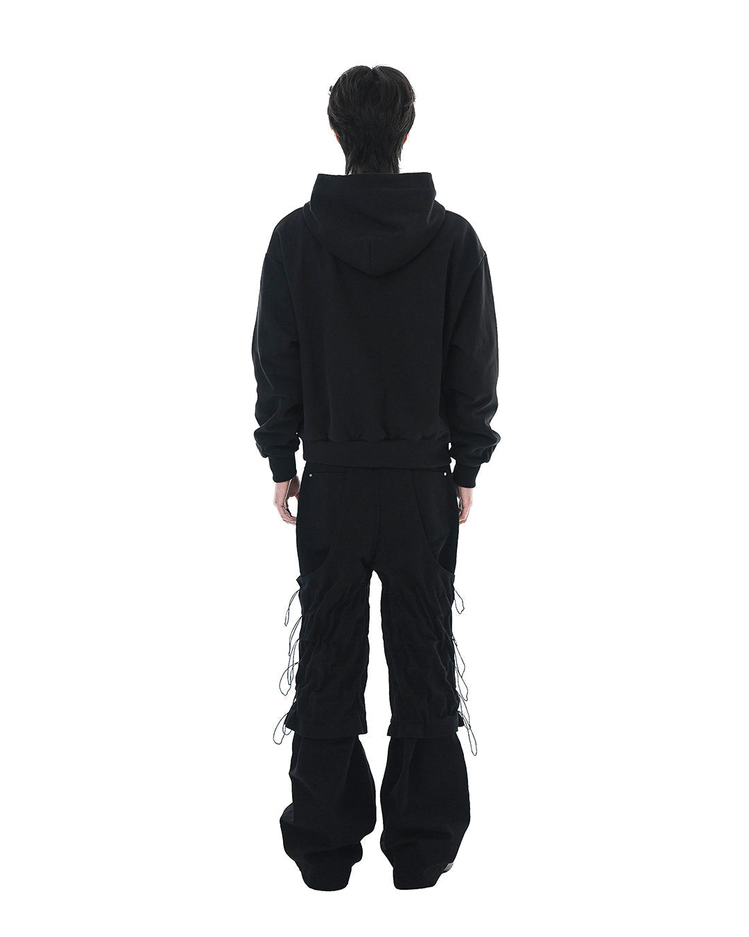 Flare Variant Layered Wide Cotton Pants_Black