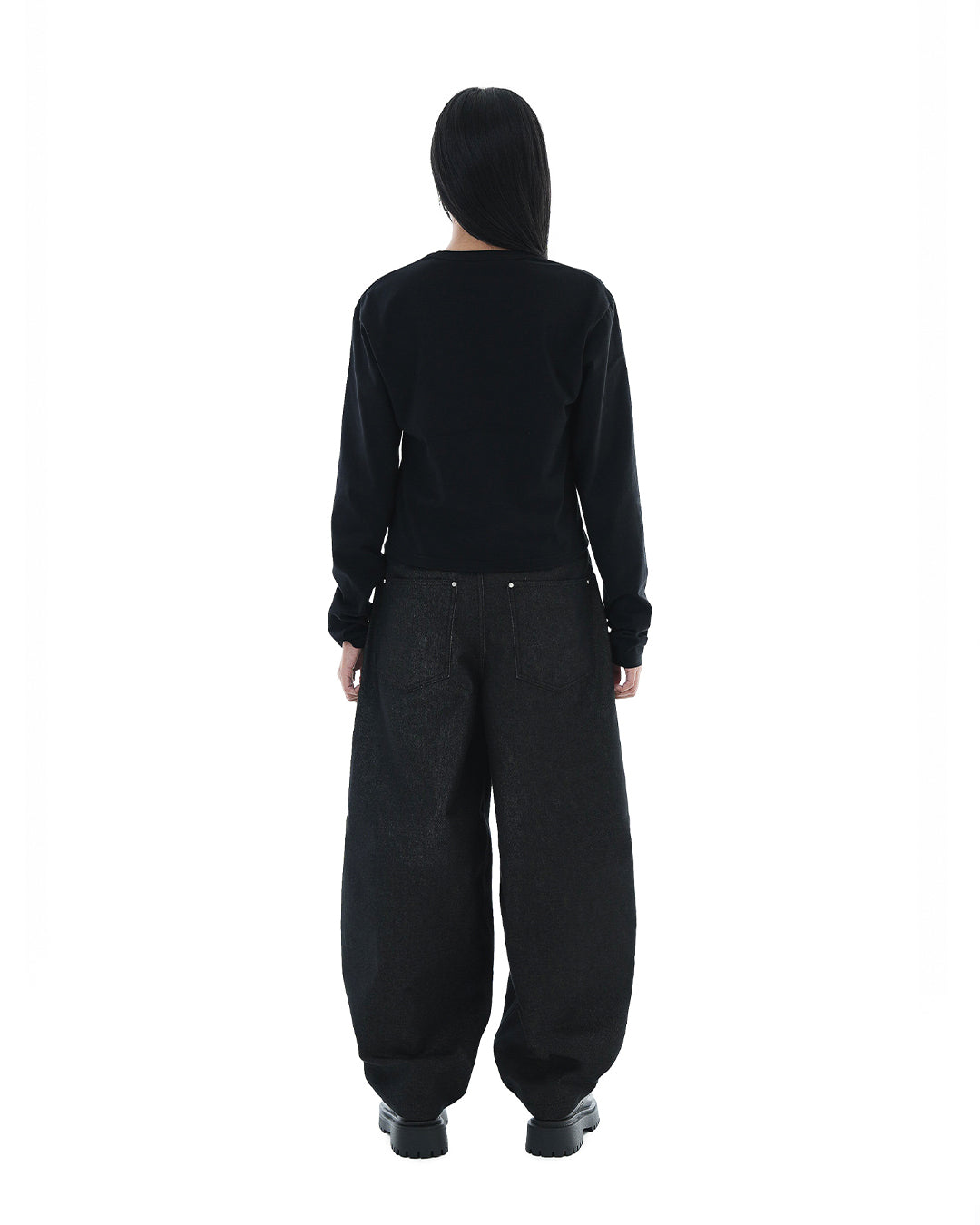 Balloon Pocket Non-fade Denim Pants_Black