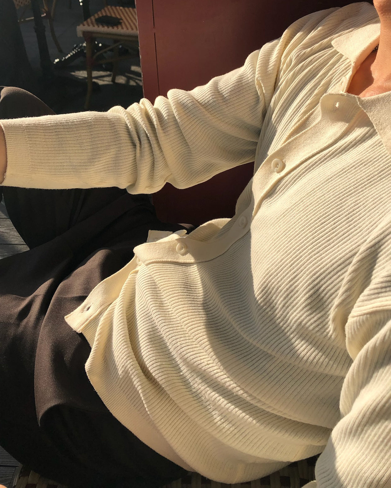 Light Knit Collar Cardigan Shirt