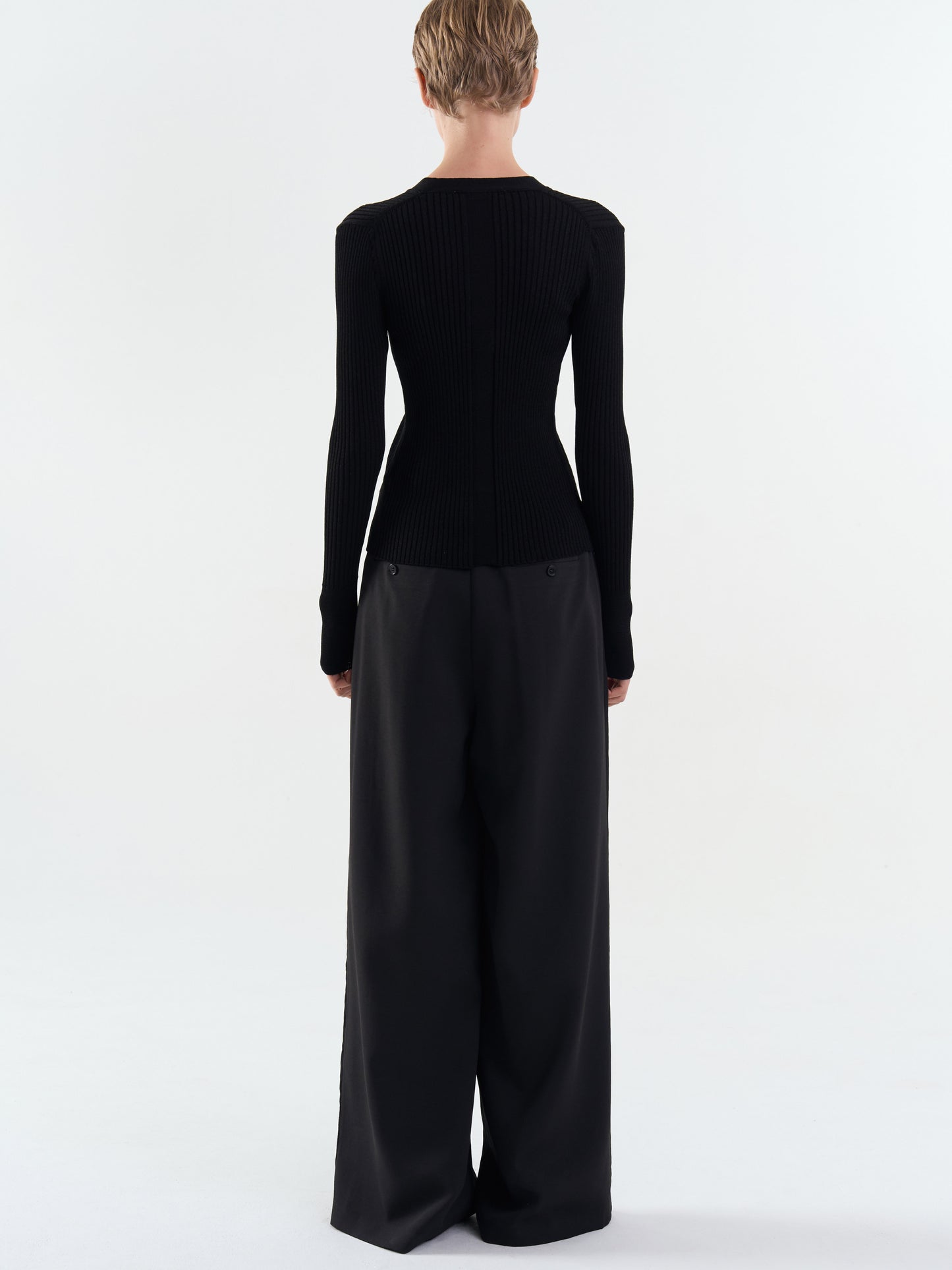 【MAGJAY】Rib V-Neck Cardigan-Black