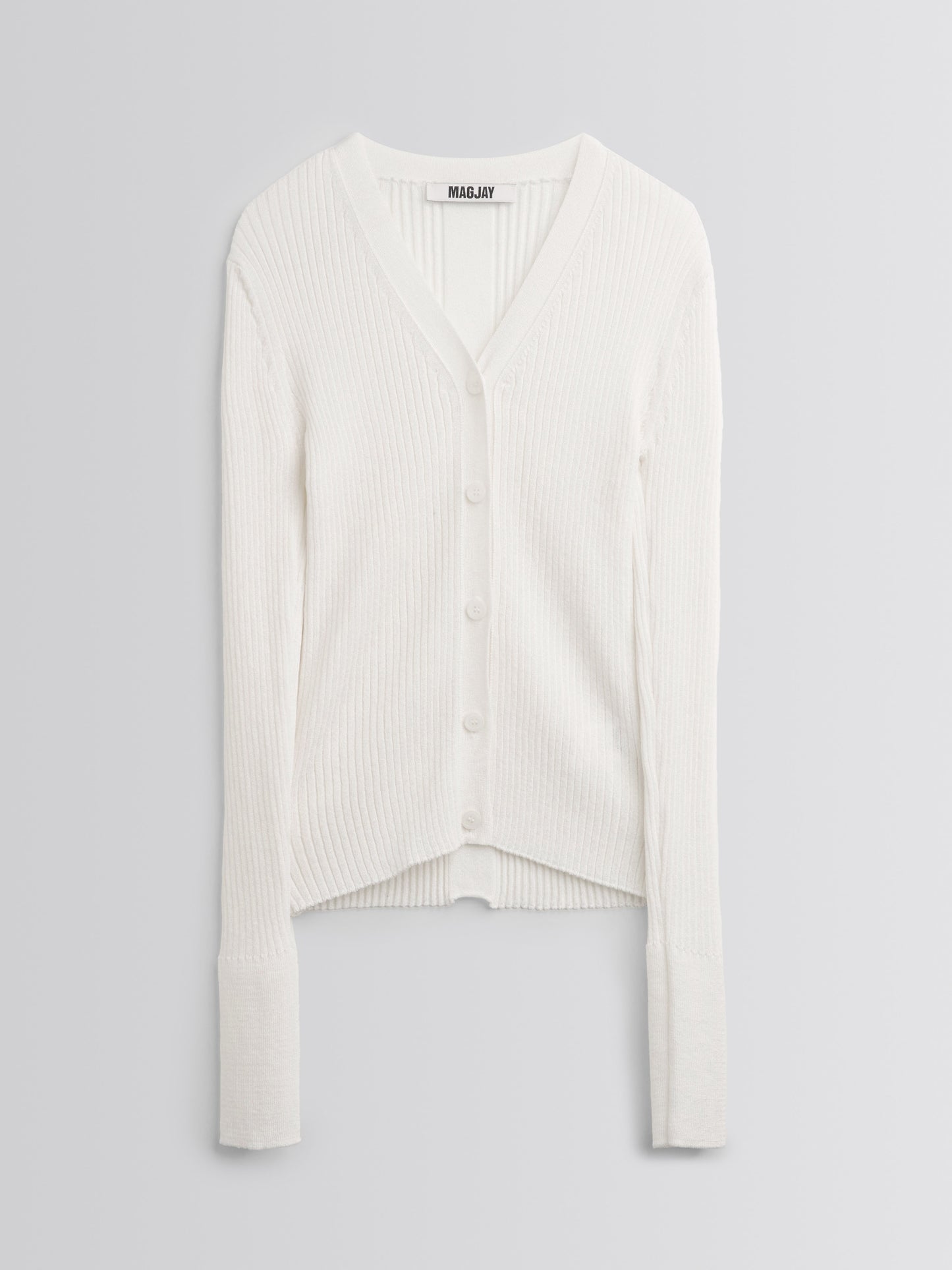 【MAGJAY】Rib V-Neck Cardigan-Ivory