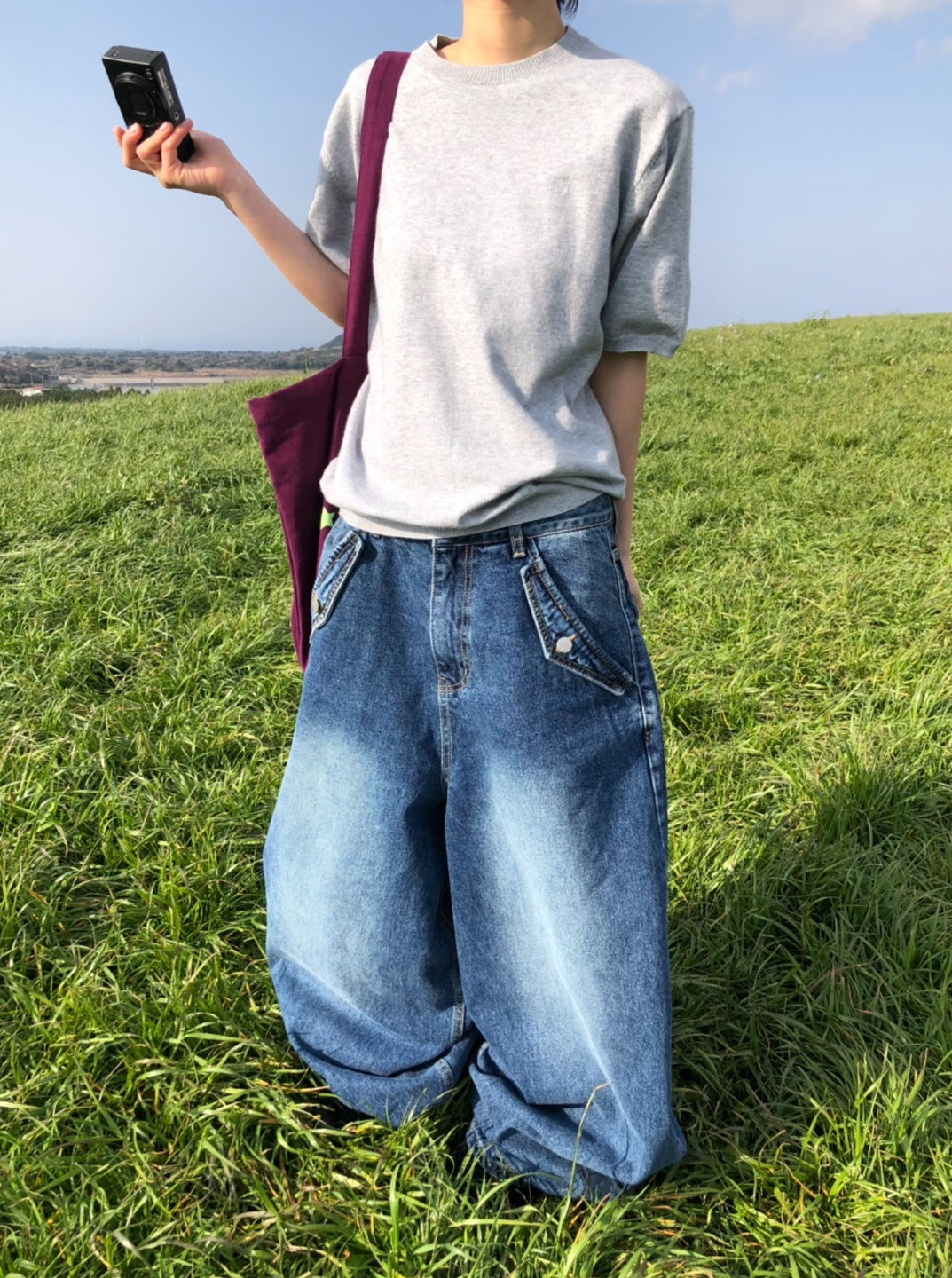 Balloon Wide Denim Pants
