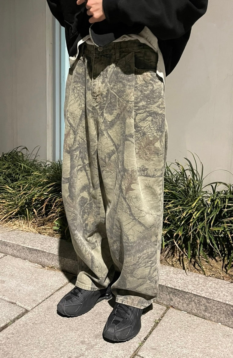 Real Tree Pattern Wide Pants