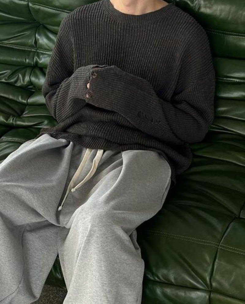 Distressed Loose Knit Sweater - WHITE / LIGHT SKY BLUE / KHAKI / BLACK