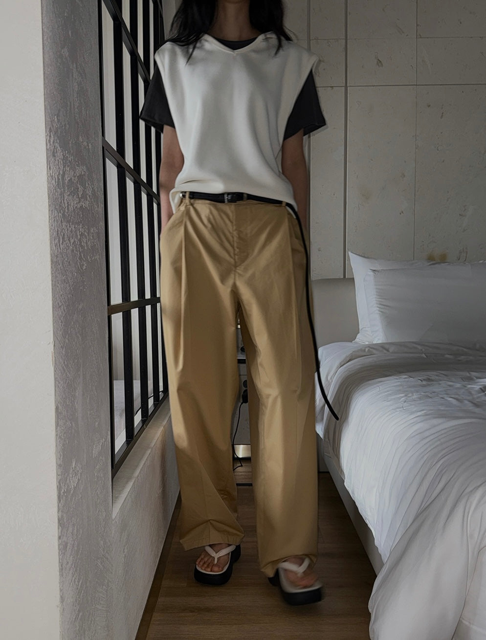 Summer Wide Tuck Banding Pants