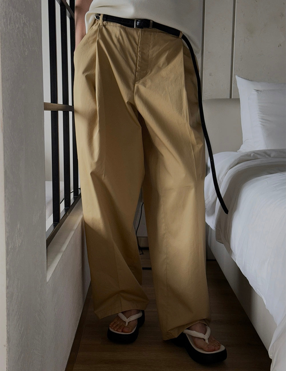 Summer Wide Tuck Banding Pants