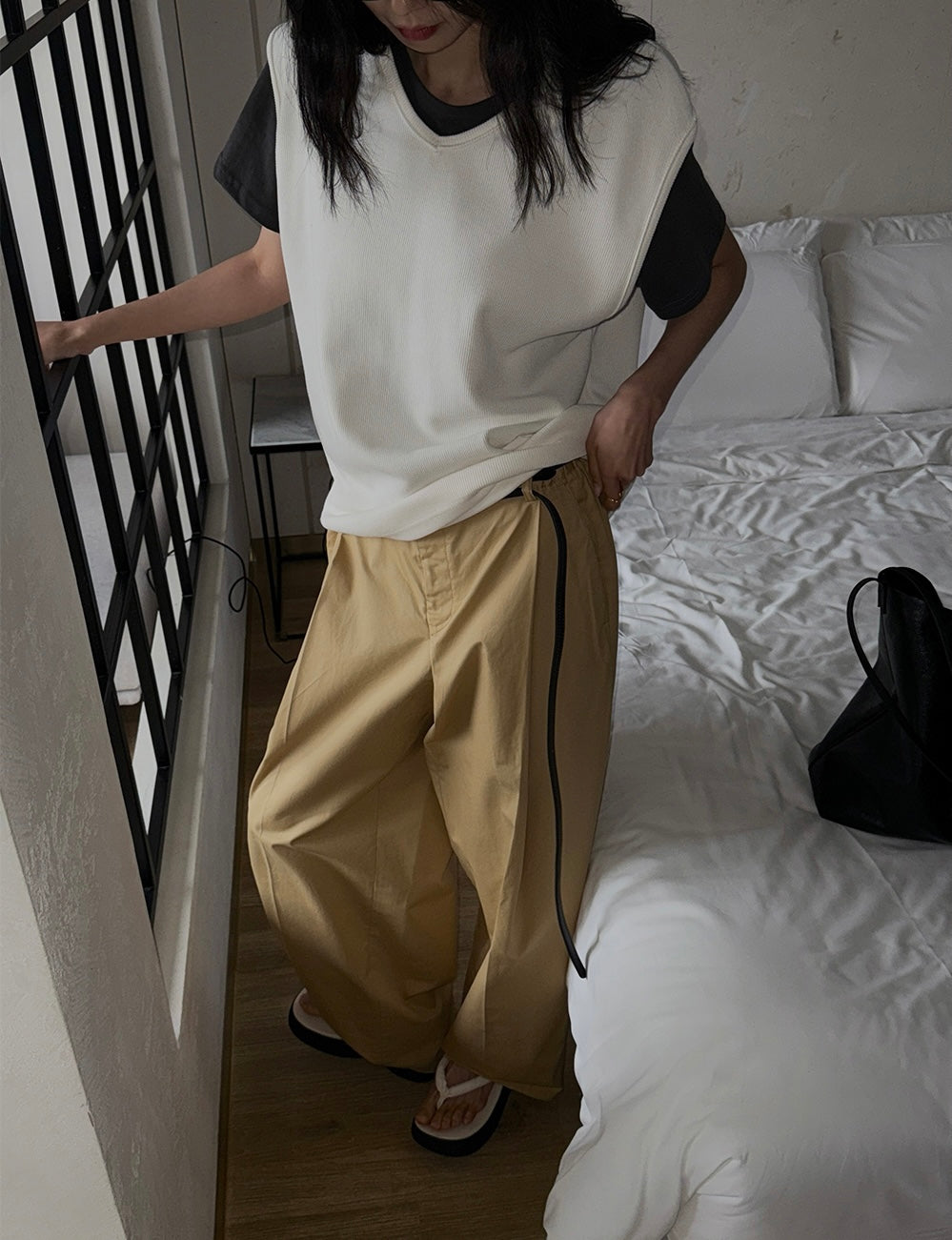 Summer Wide Tuck Banding Pants