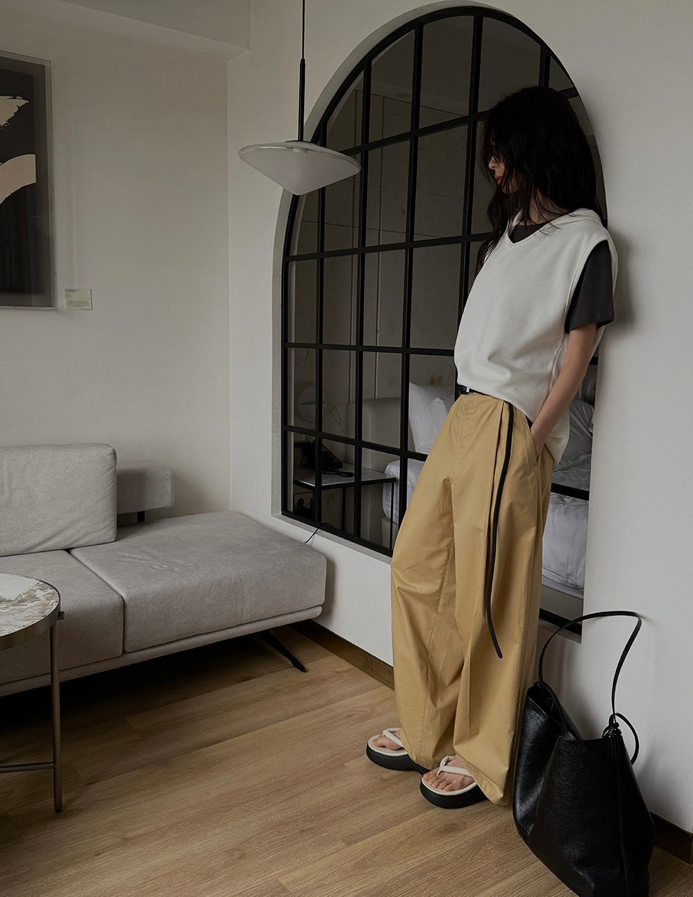 Summer Wide Tuck Banding Pants