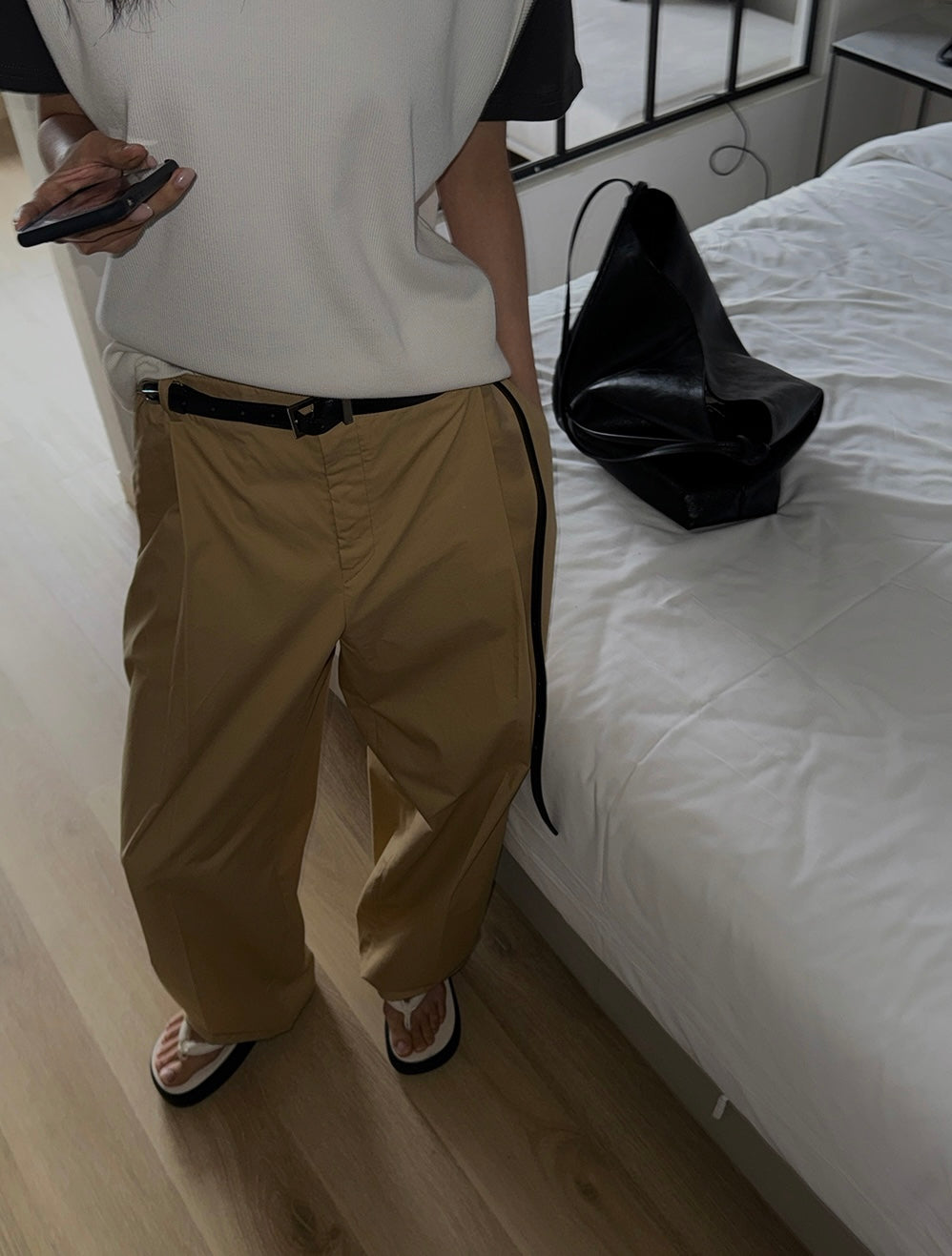 Summer Wide Tuck Banding Pants