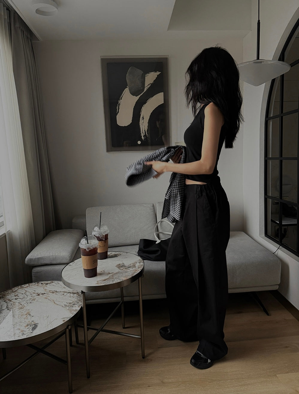 Summer Wide Tuck Banding Pants