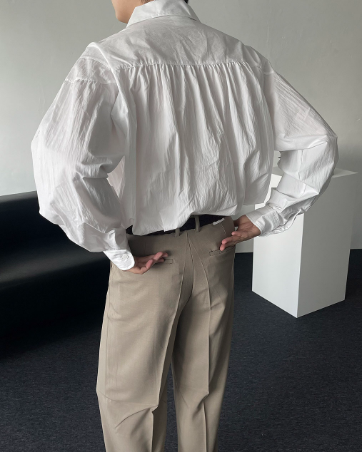 Lightweight Cotton Gathered Shirt