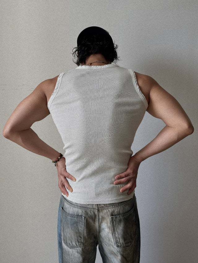 Vintage Henley Rib Tank Top