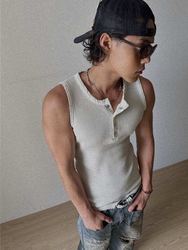 Vintage Henley Rib Tank Top