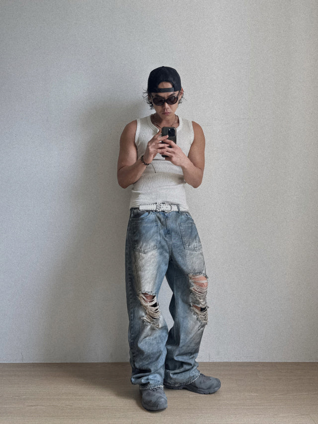 Vintage Henley Rib Tank Top